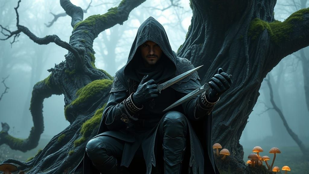 Medieval Assassin in Mysterious Forest