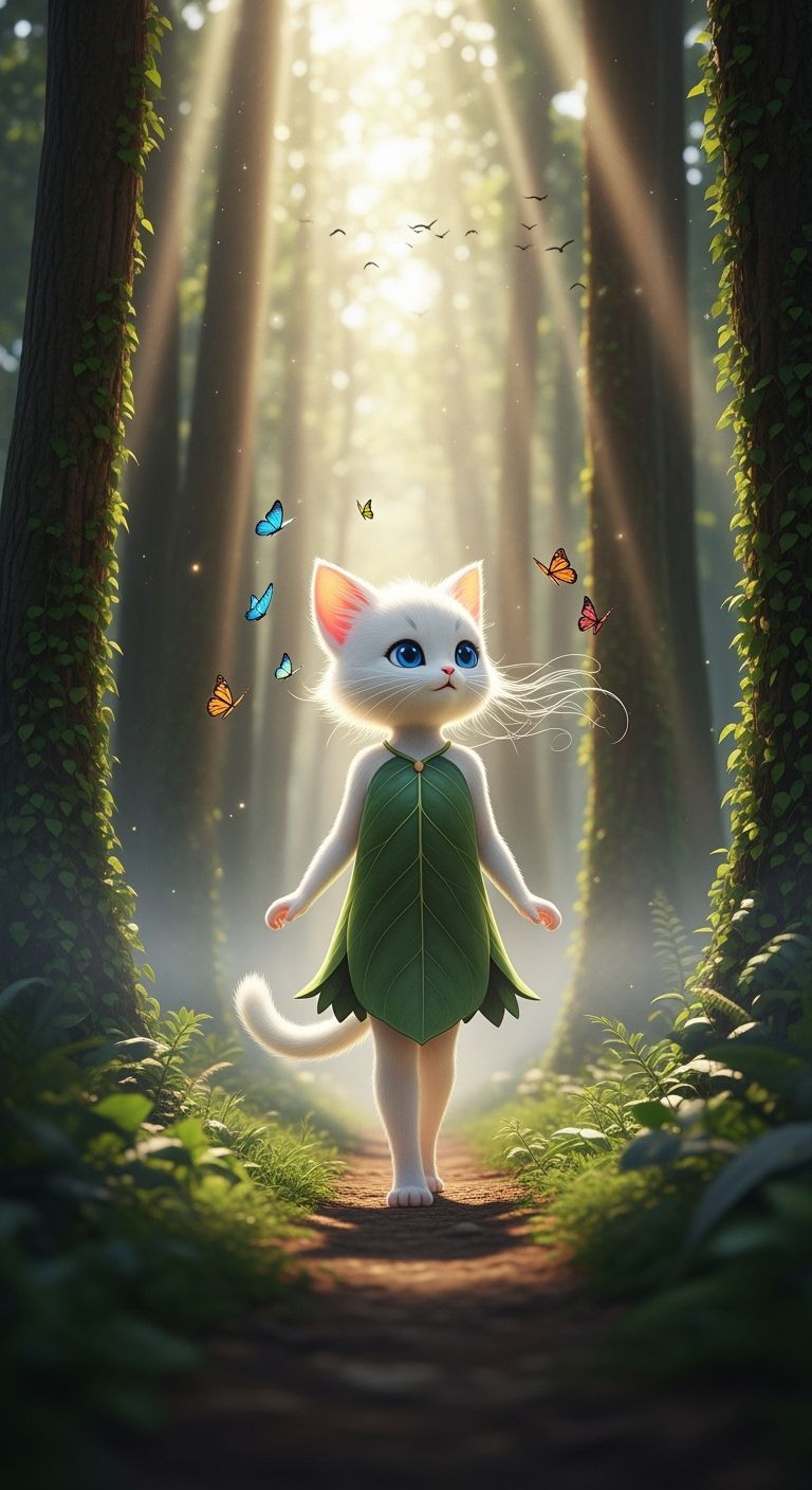 Kitten Girl Explorer on Jungle Path