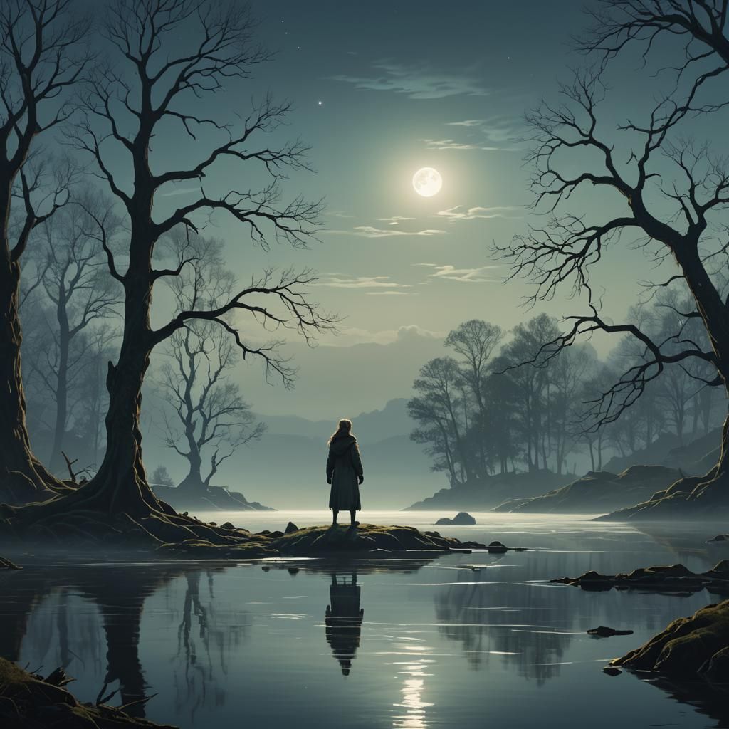 Mystical Selkie at Moonlit Loch in Ethereal Light