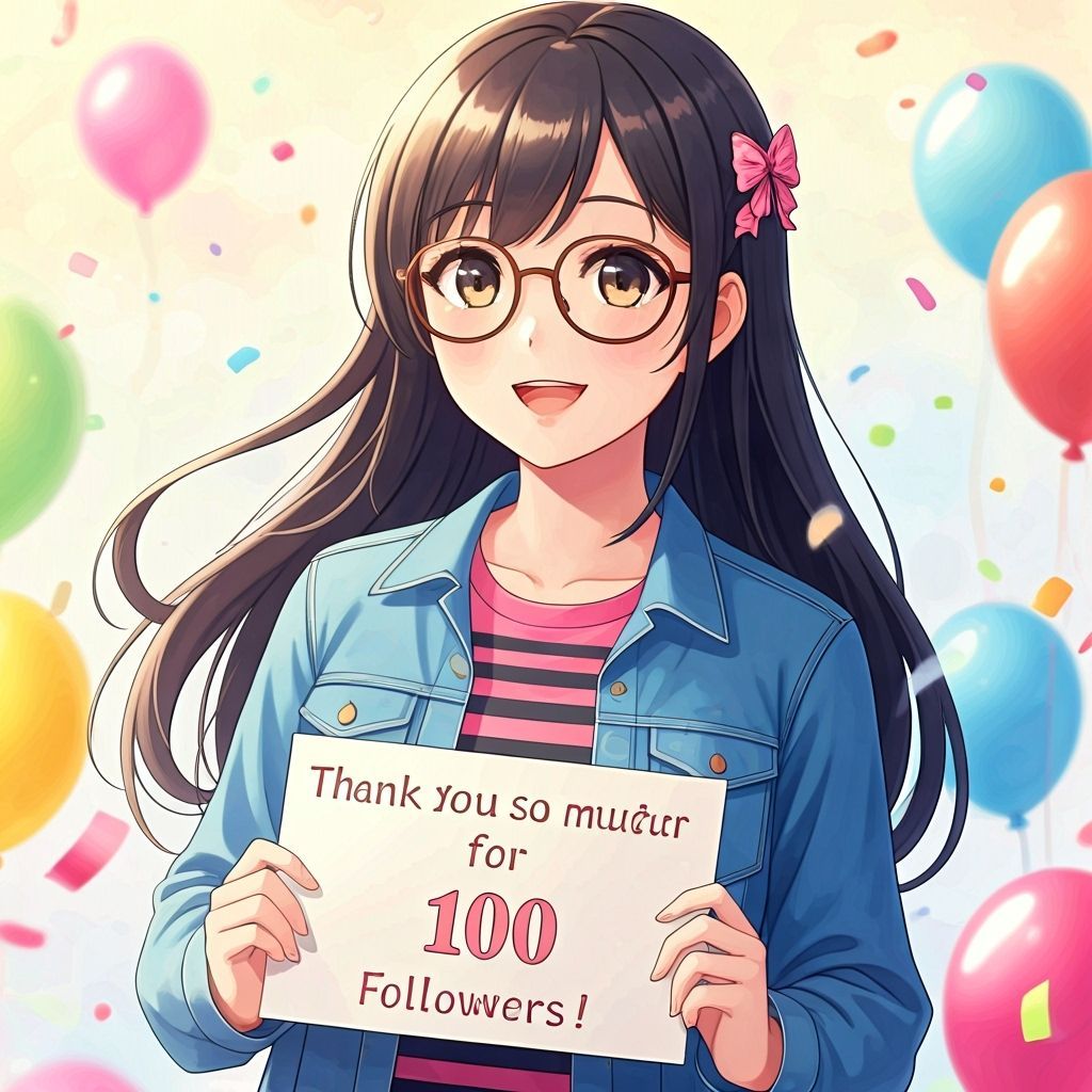 Anime Girl Celebrates 100 Followers With Confetti