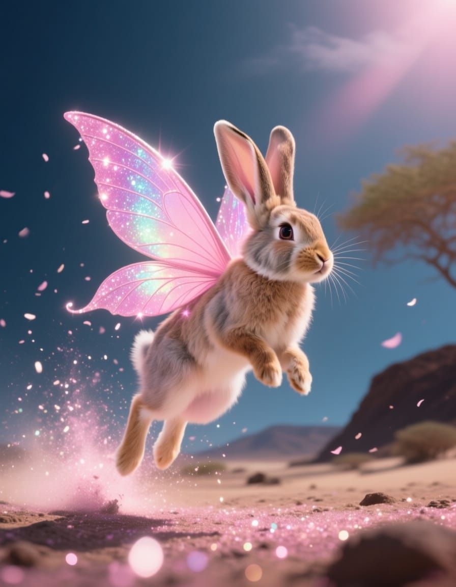 Magical Fairy Bunny with Iridescent Wings in Cabo Verde