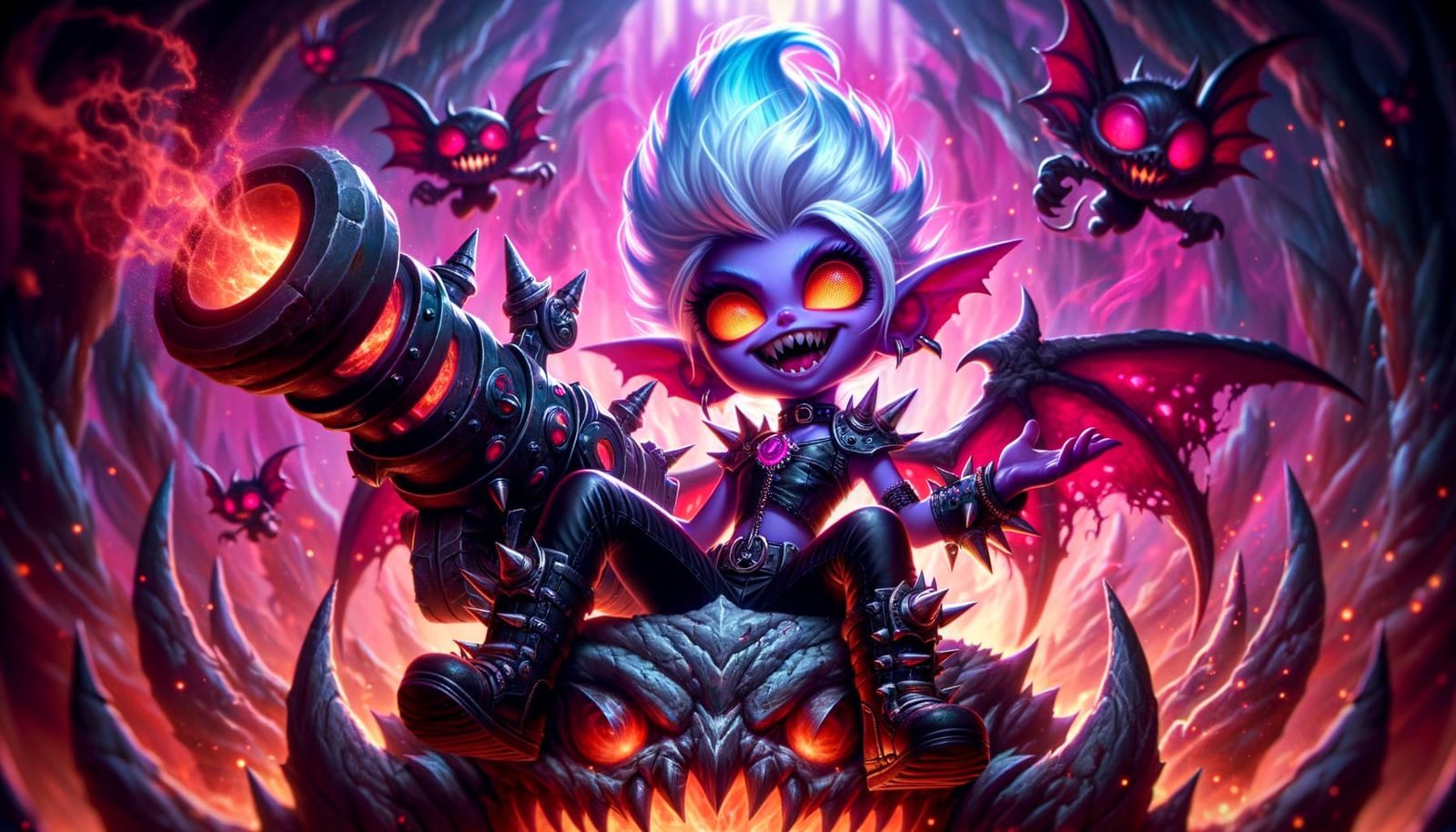 Demon Queen on Throne with Magic Cannon