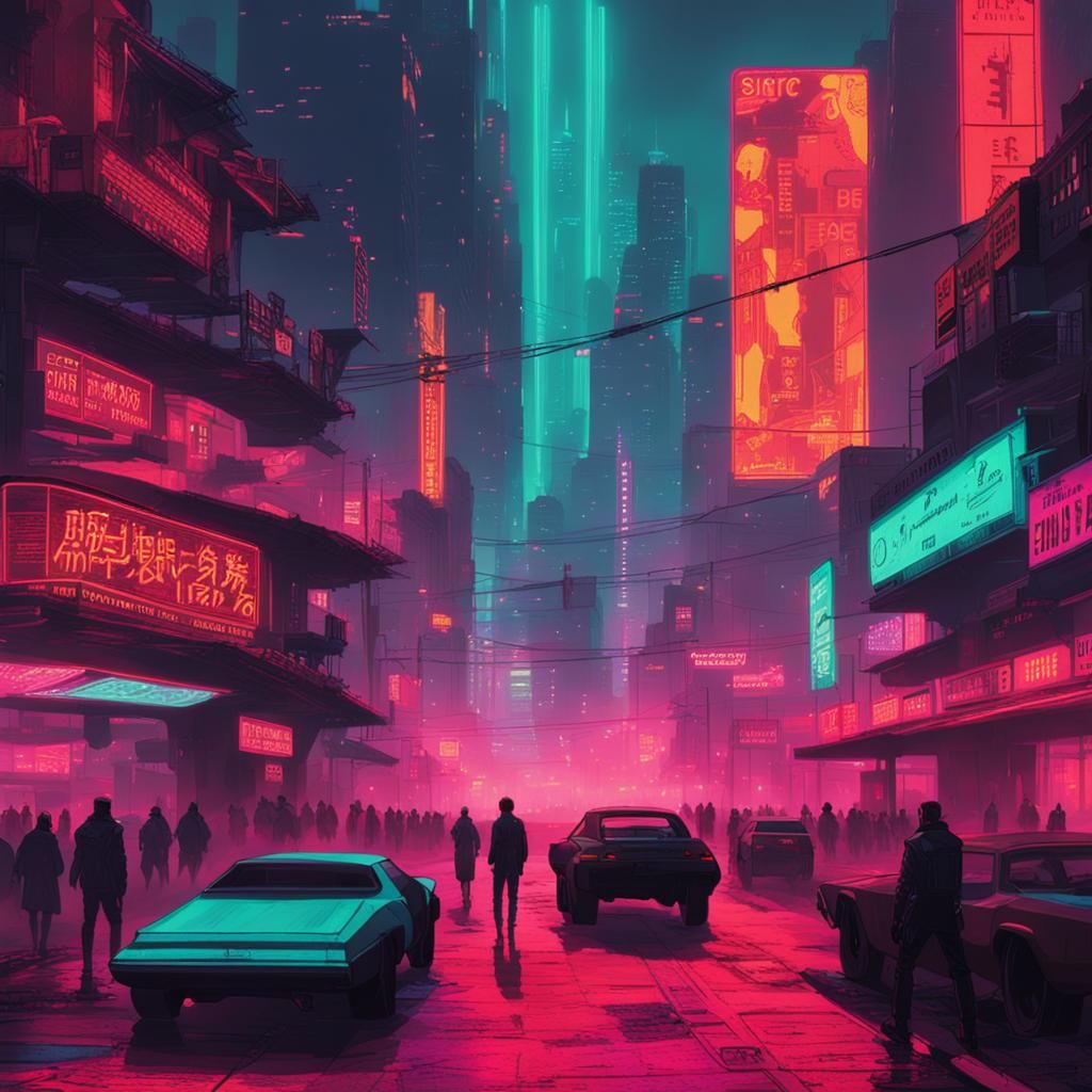 City Segregation: Cyberpunk Neon Landscape