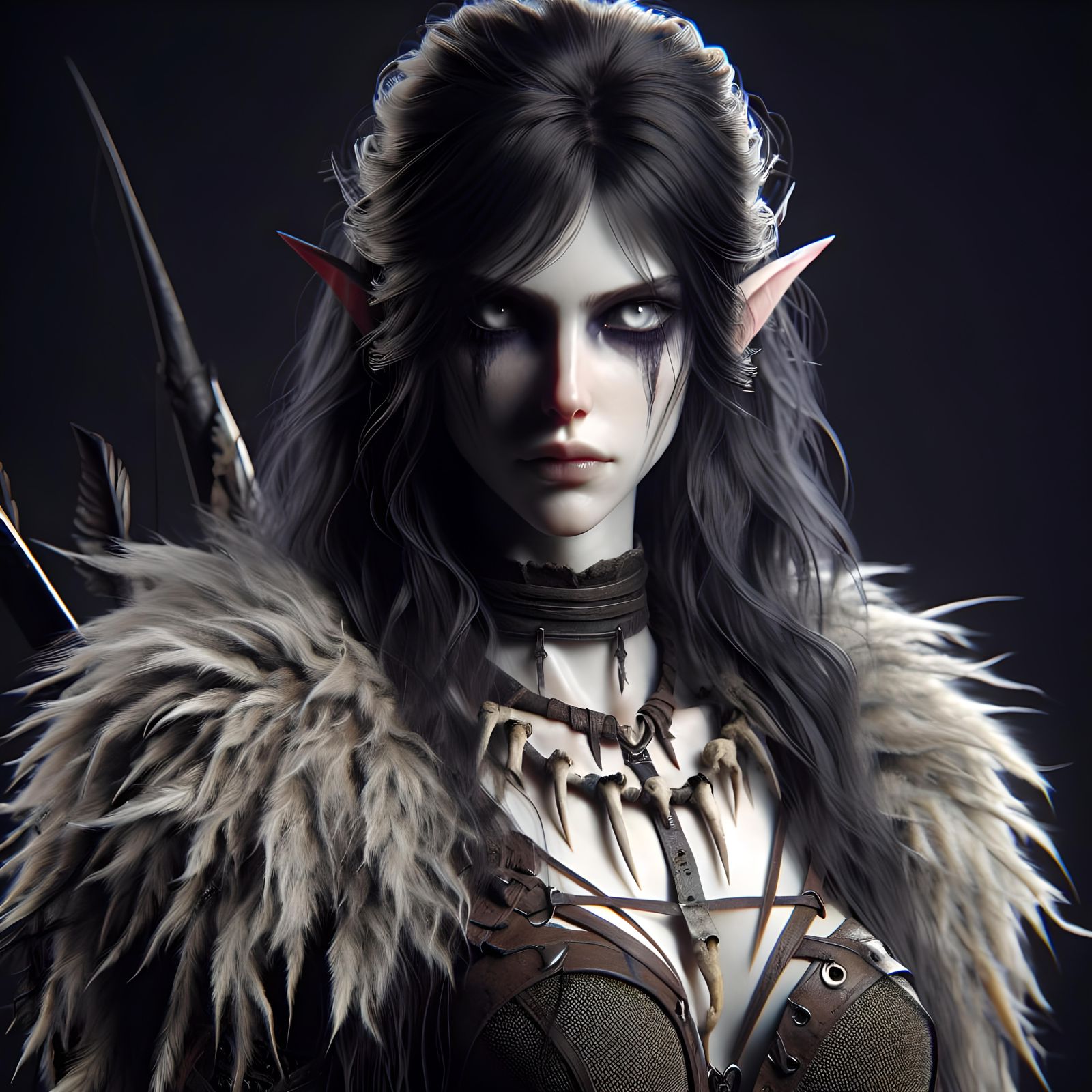 Dark Elf Barbarian in Romantic Style