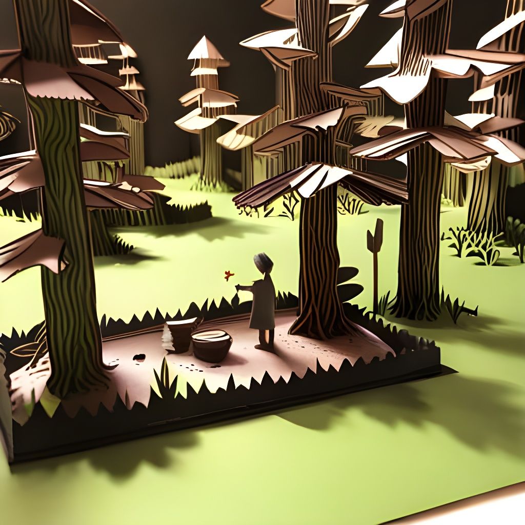 Magic Cabin in 3D Paper Forest Diorama