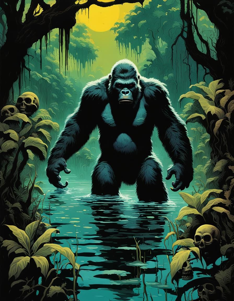 King Kong in Eerie Skull Island Swamp