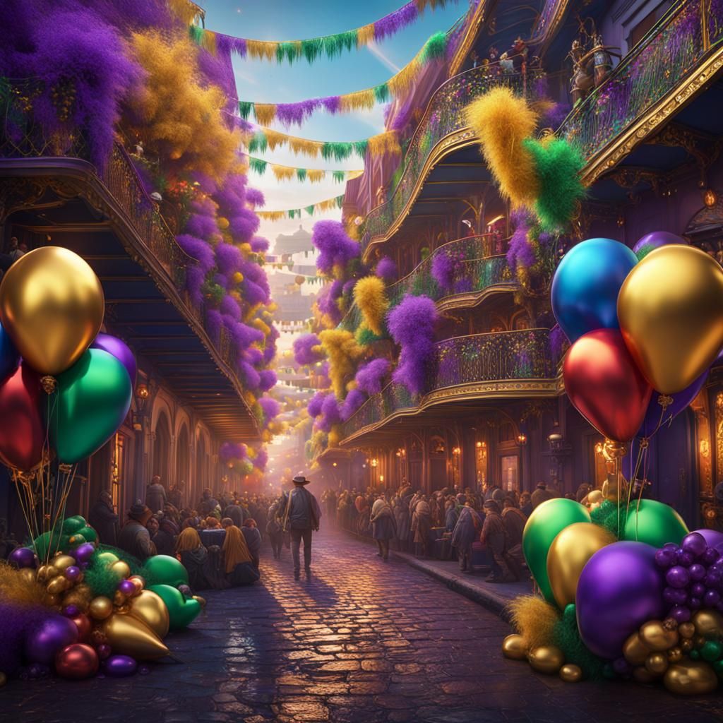 Colorful Mardi Gras Celebration in Detailed Matte Painting