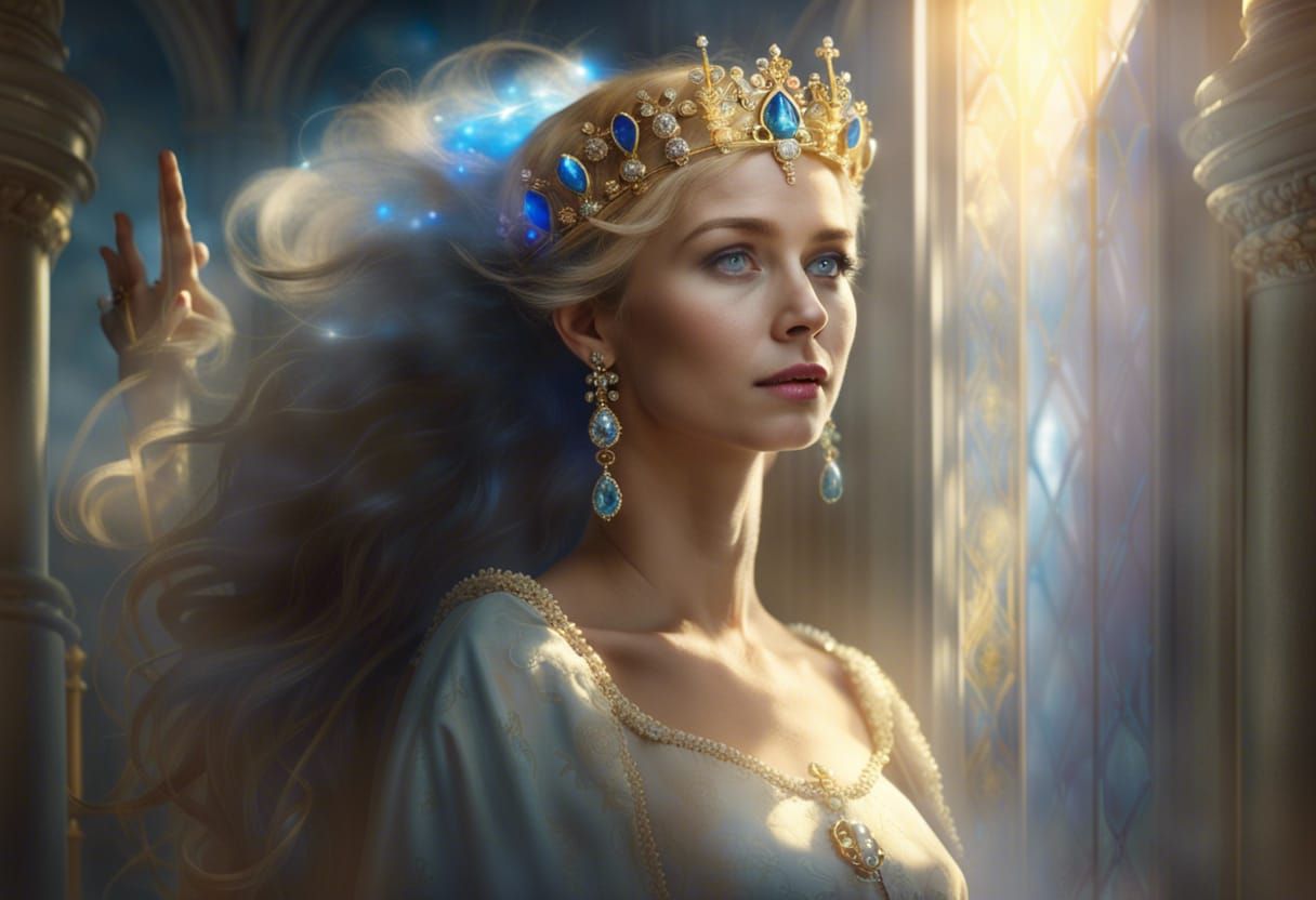 Portrait of a Beautiful Queen in Royal Dress