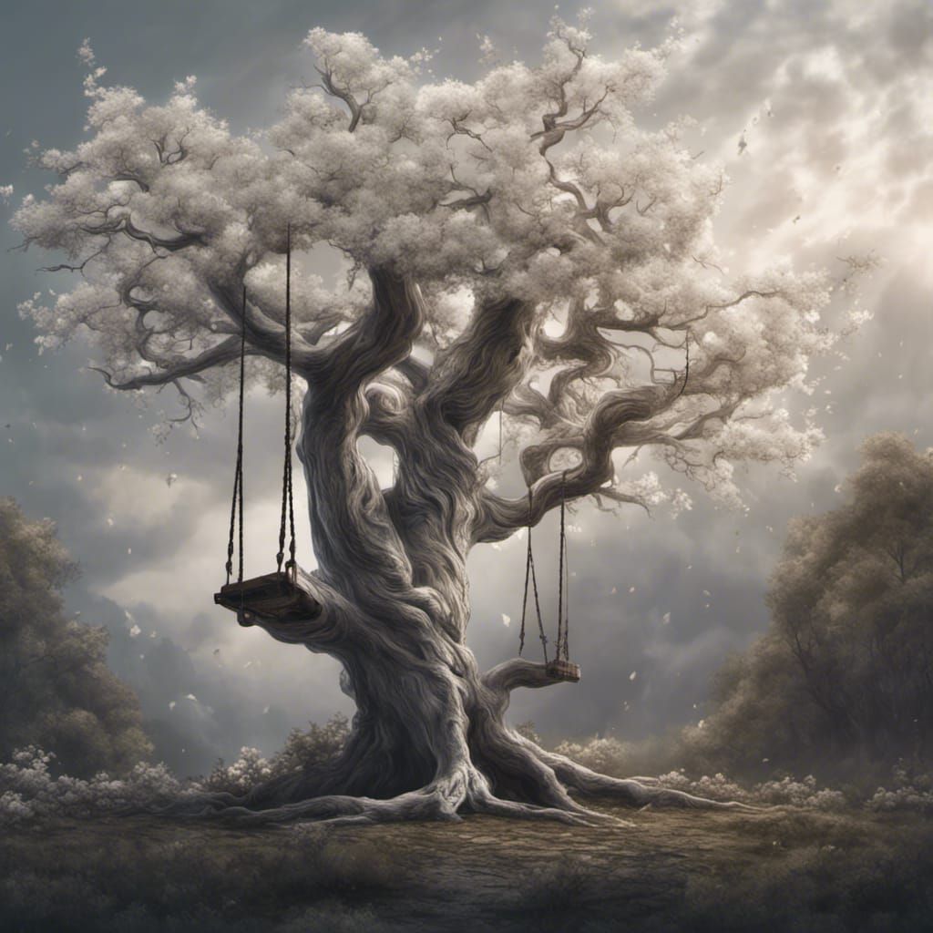 Epic Twisted Tree with White Leaves