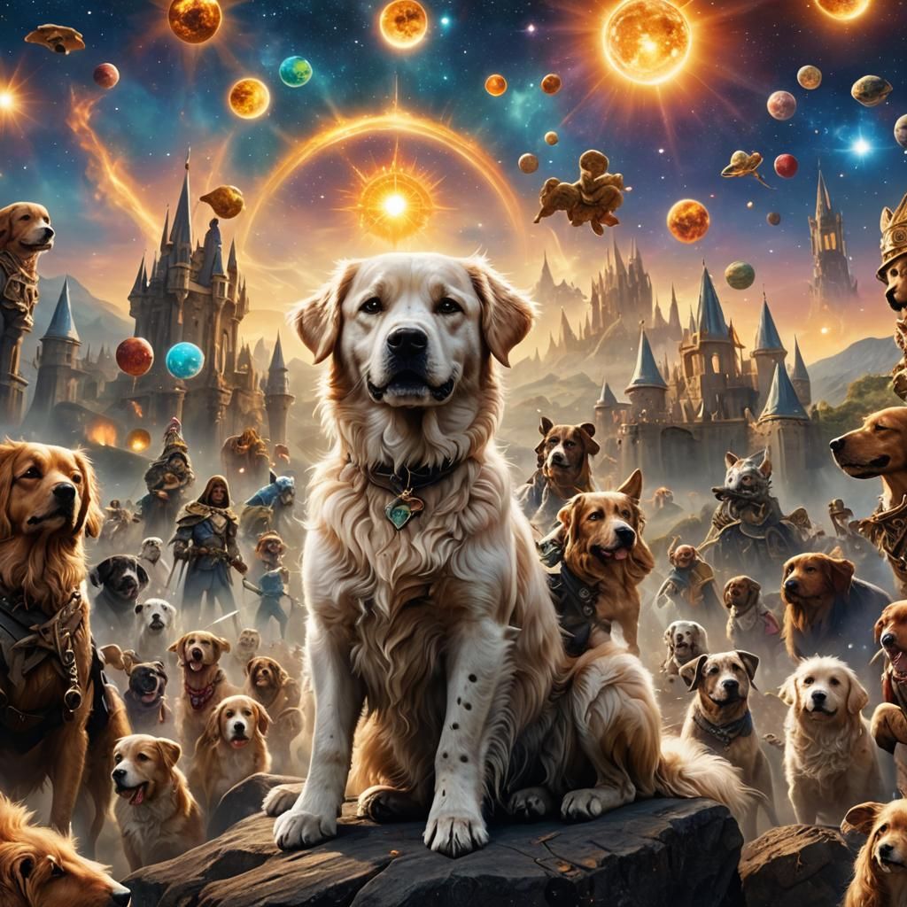 Dog in Fantasy Kingdom with Nebulae