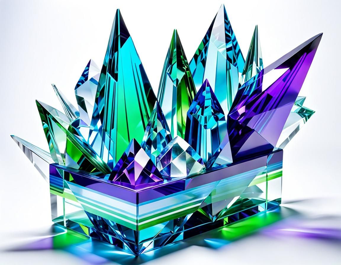 Abstract Crystal Shard in Blue, Purple and Green