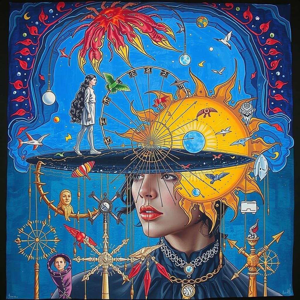 Dreamlike Portrait of Woman in Abstract Cloudscape