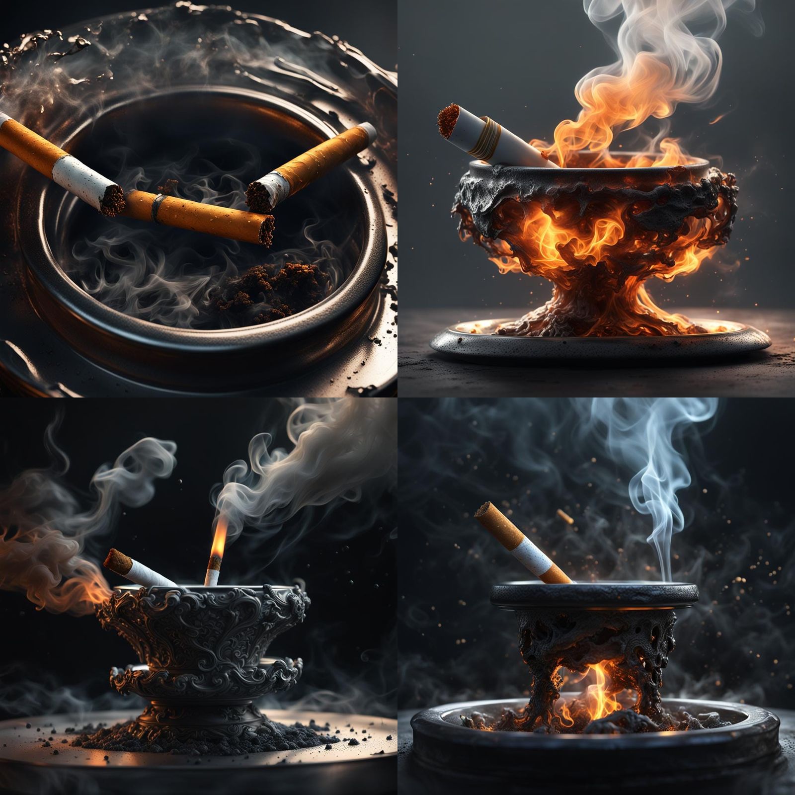 Cigarette Smoke Embracing Couple in Detailed Digital Art