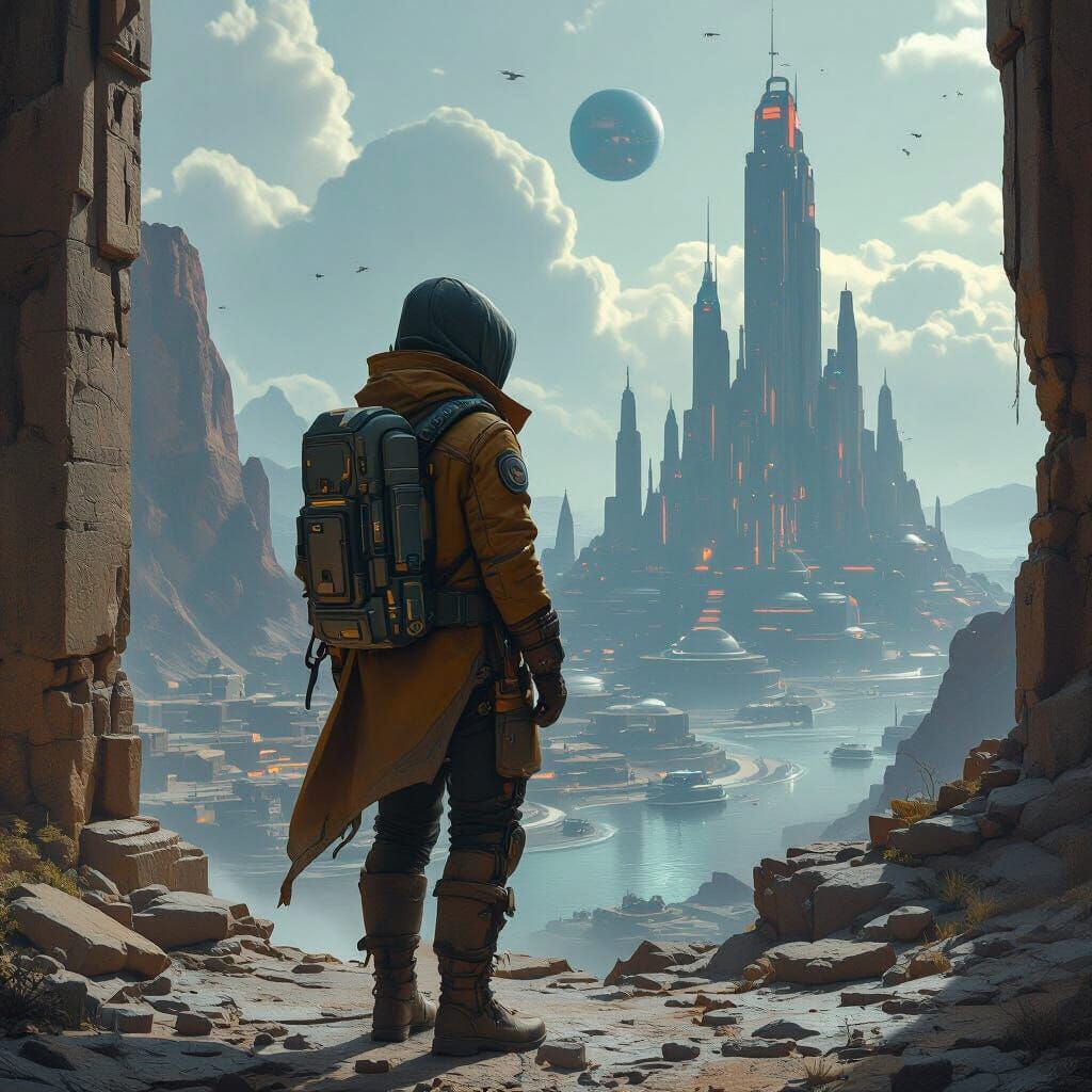 Intergalactic Archeologist in Atlantis: Sci-Fi Landscape