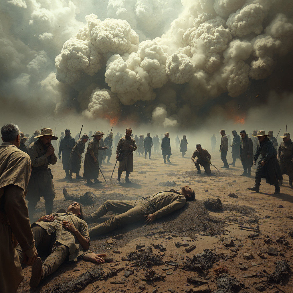 Dust Bowl Storm: Desolate Landscape in Dystopian Art