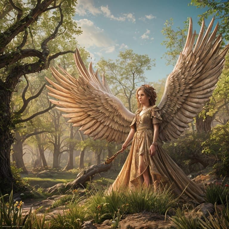 Angel with Gold Tiara and Black Crosses