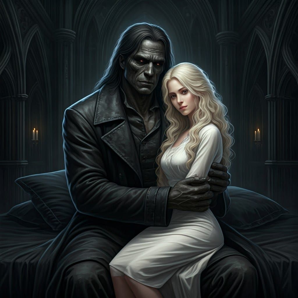 Dark Gothic Figure in Medieval Castle, Inspired by Beksiński...