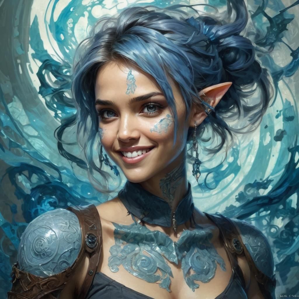 Beautiful Tiefling Portrait in Fantasy Art Style