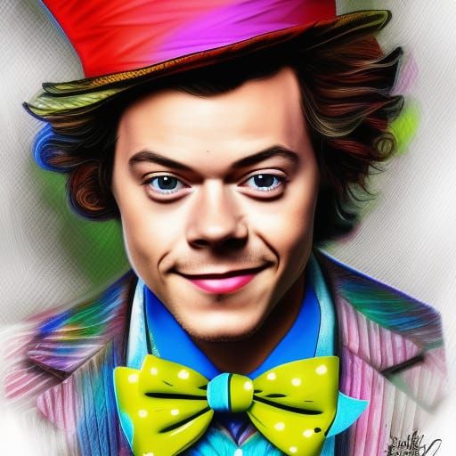 Harry Styles as Mad Hatter in Candy Art Style