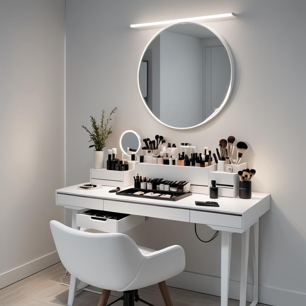 Minimalist White Makeup Station in Scandinavian Design