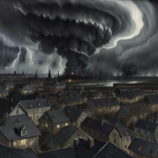 Tornado Devastation in Expressionist Style