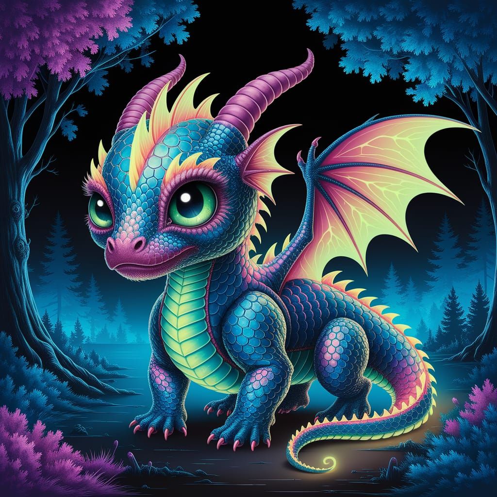 Mystical Dragon in Ethereal Forest