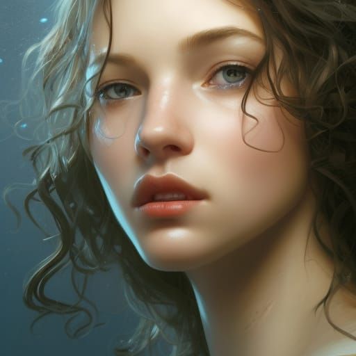 Detailed Portrait of a Woman with Curly Brown Hair