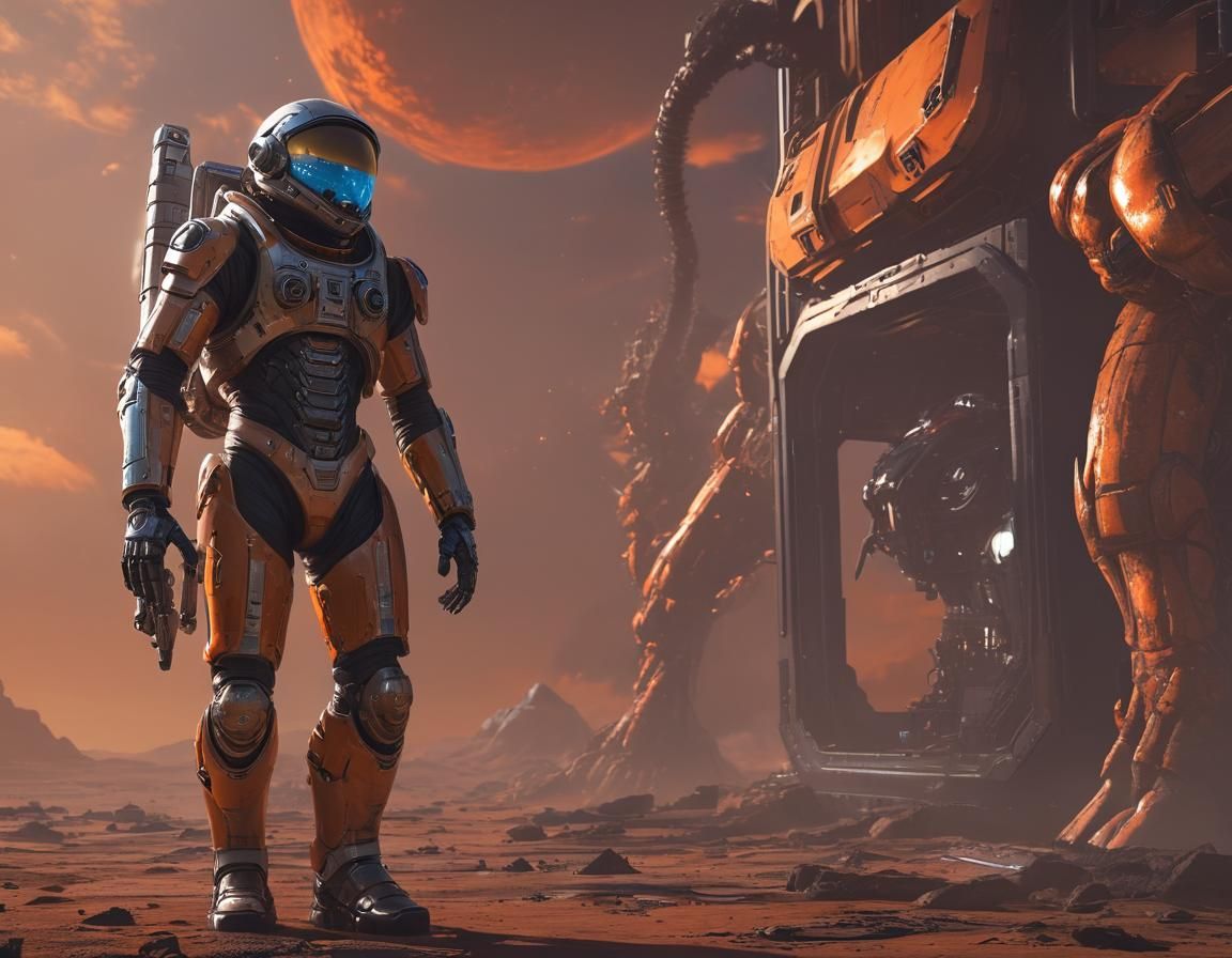 Astronaut on Alien Planet in Sci-Fi Concept Art