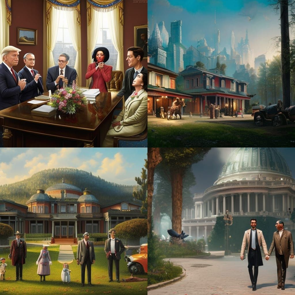 Detailed Political Satire Panorama in Unreal Engine