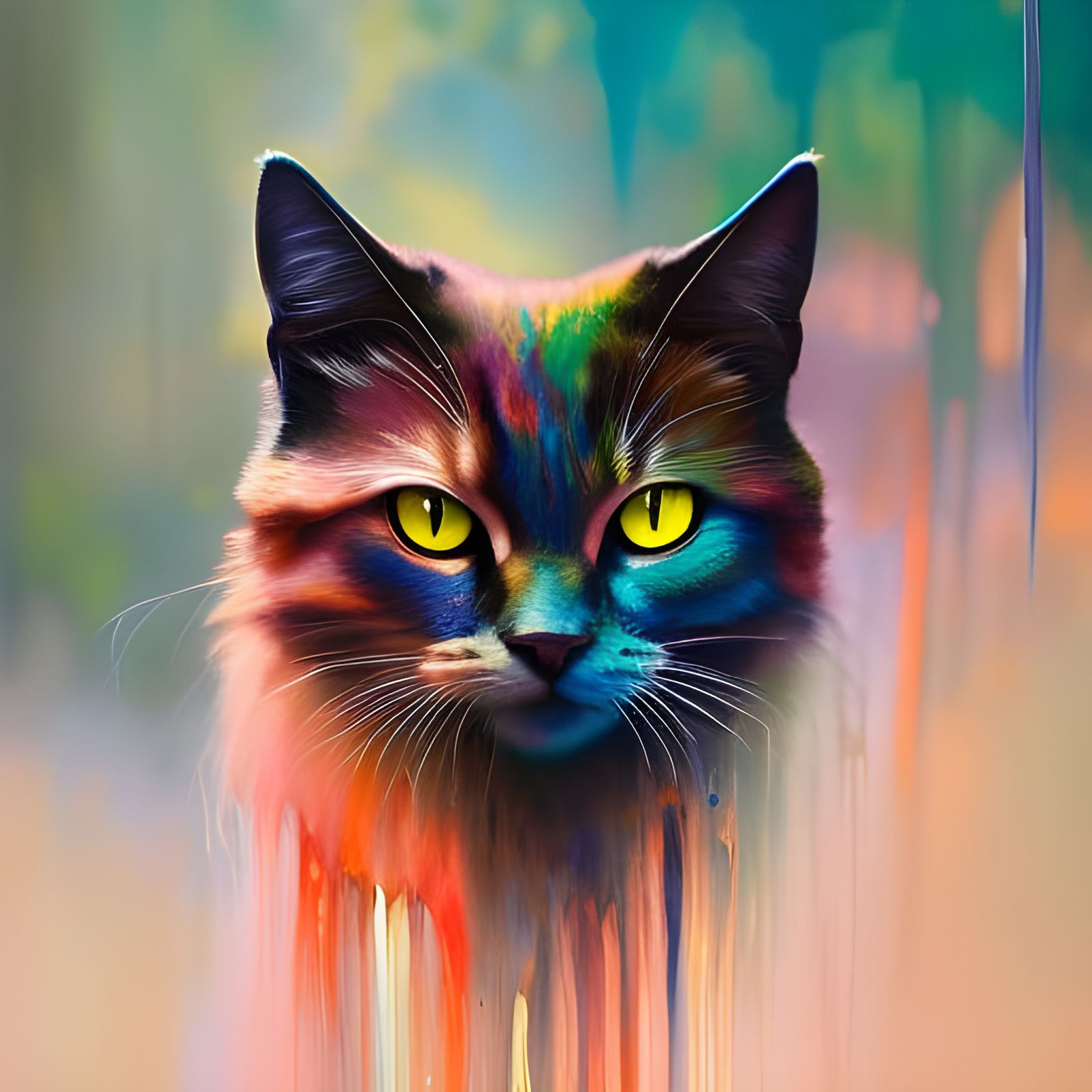 Eerie Italian Renaissance Cat with Hippie Elements