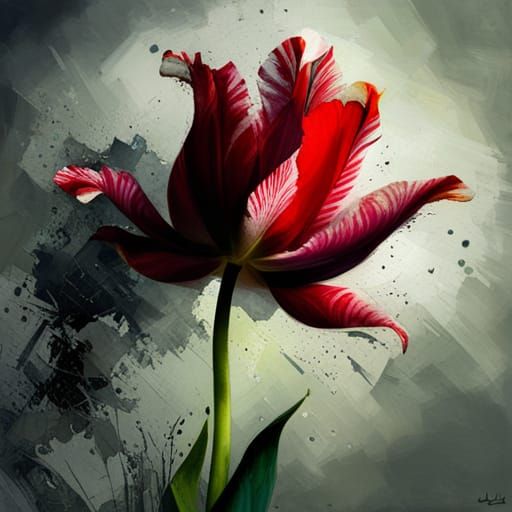 Dramatic Tulip Splash Art in HDR