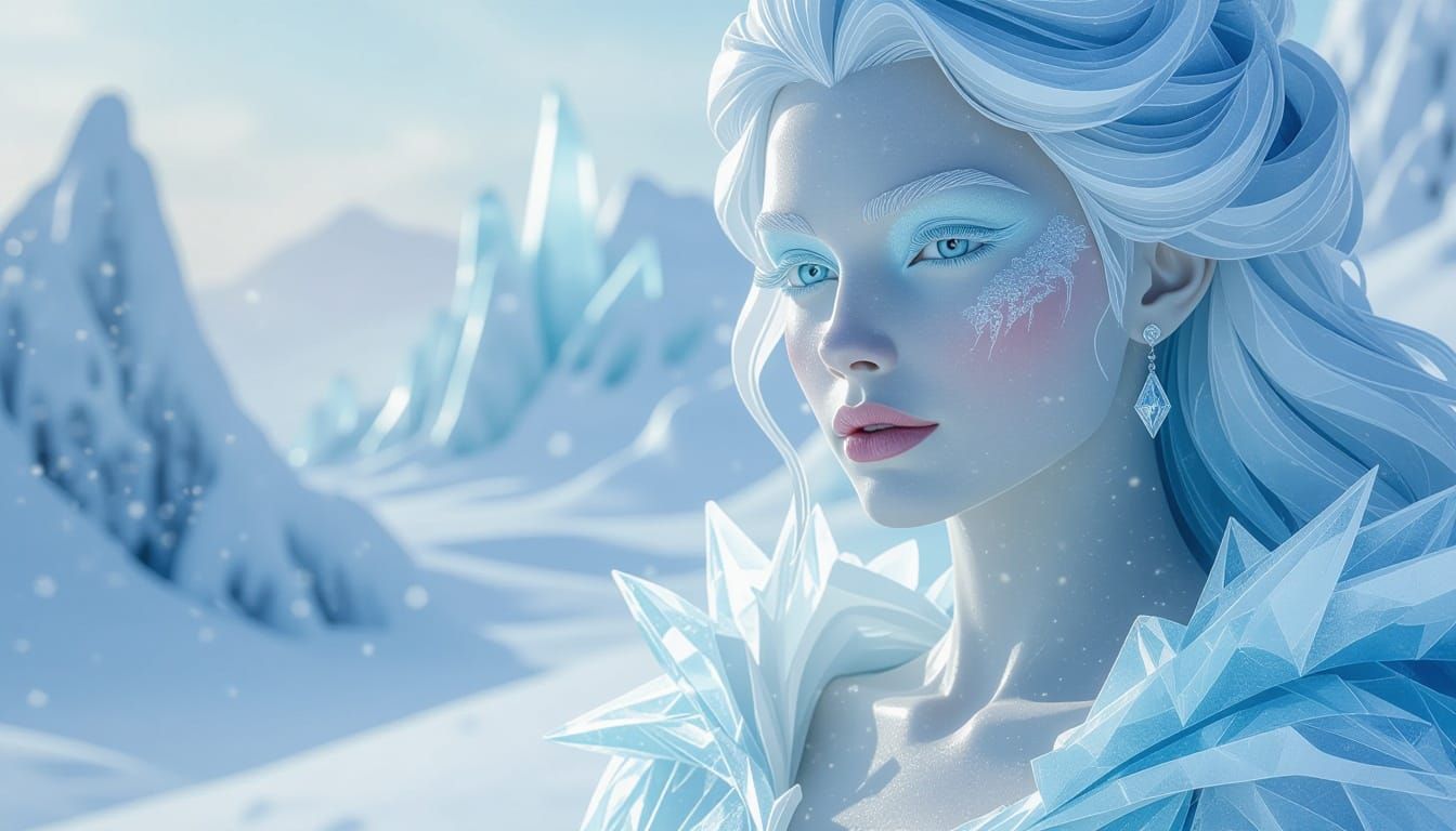Ice Princess in Surreal Snowy Dreamland