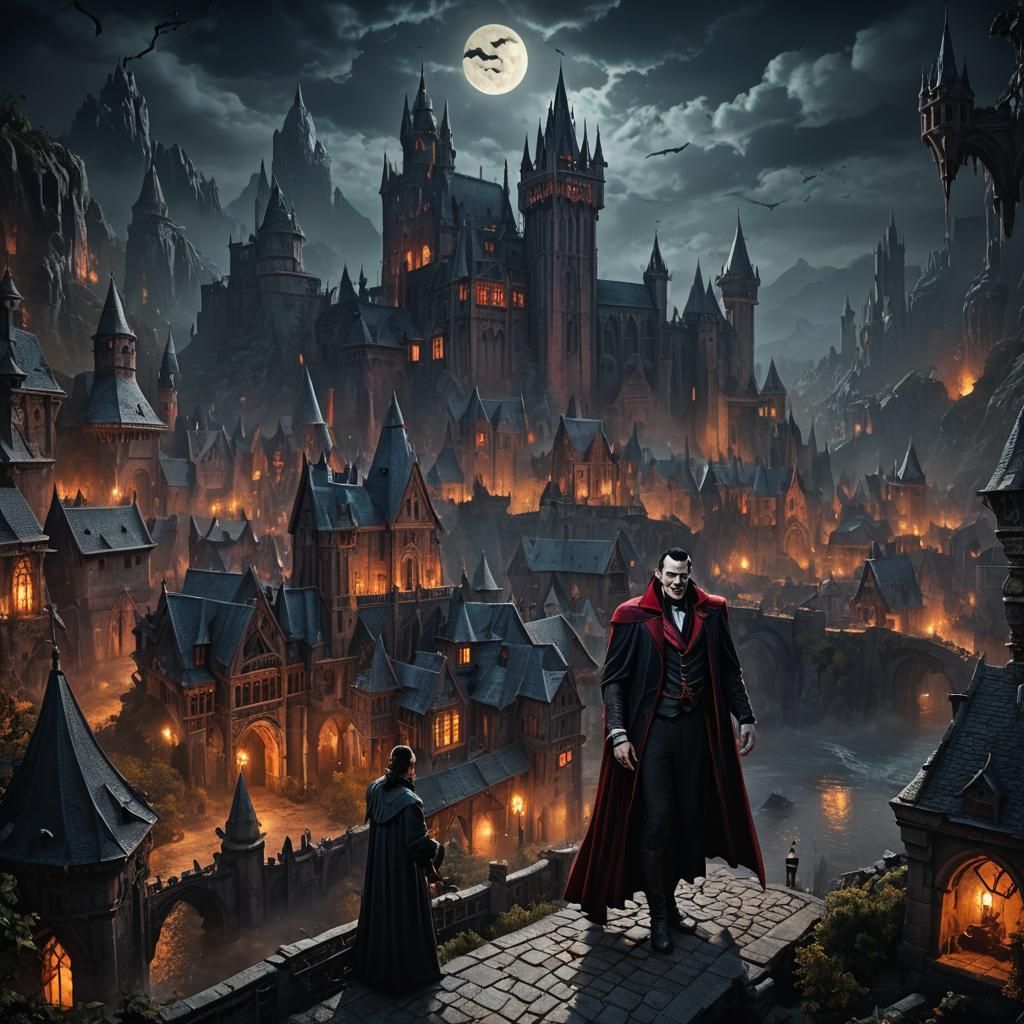 Dracula in the Night: Detailed Matte Painting