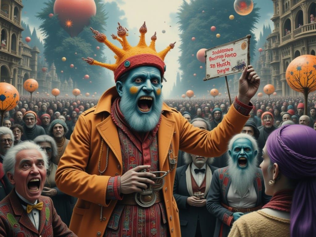 Bizarre Prophet Yelling About the End in Matte Painting Styl...