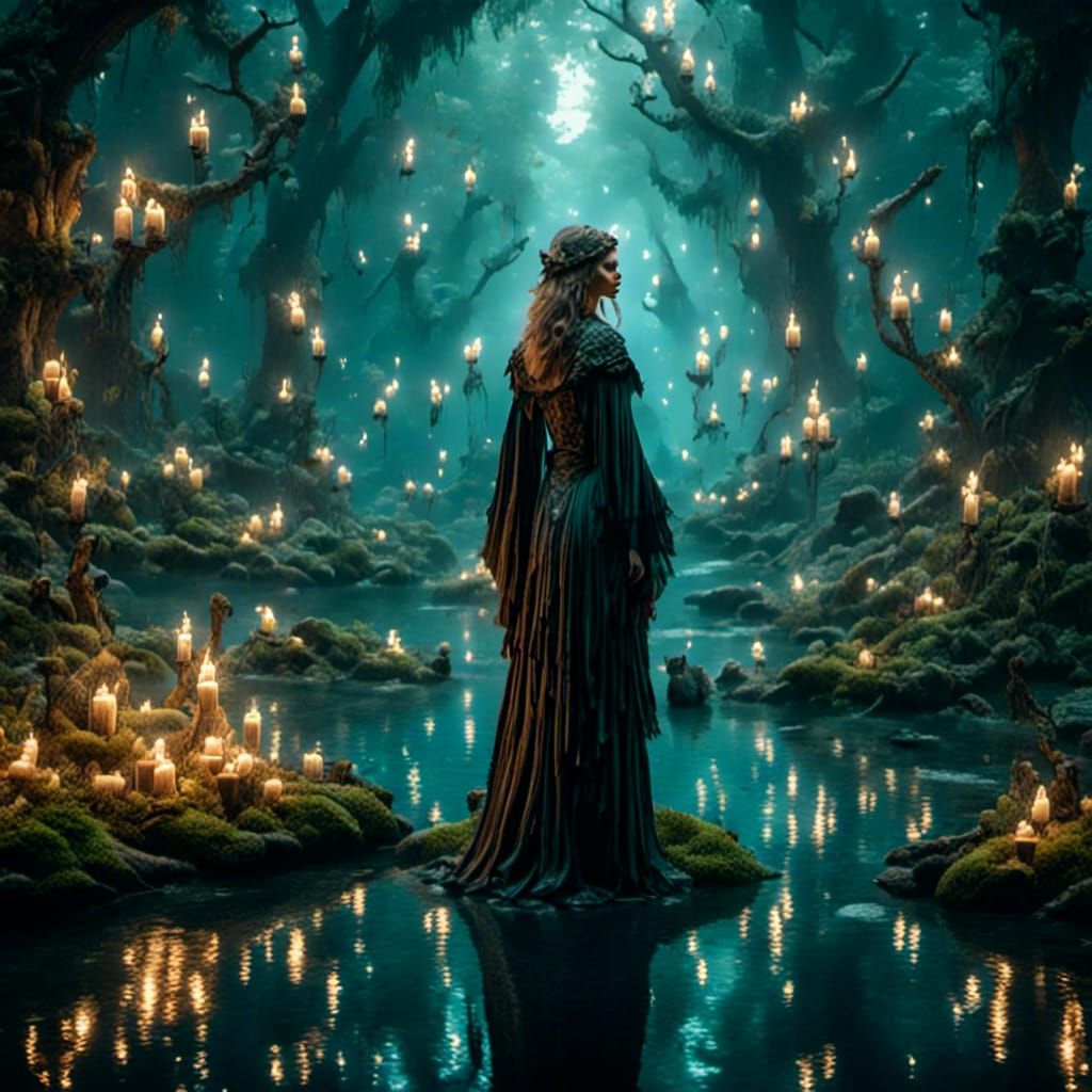 Beautiful Forest Witch Portrait in Dark Fantasy Style