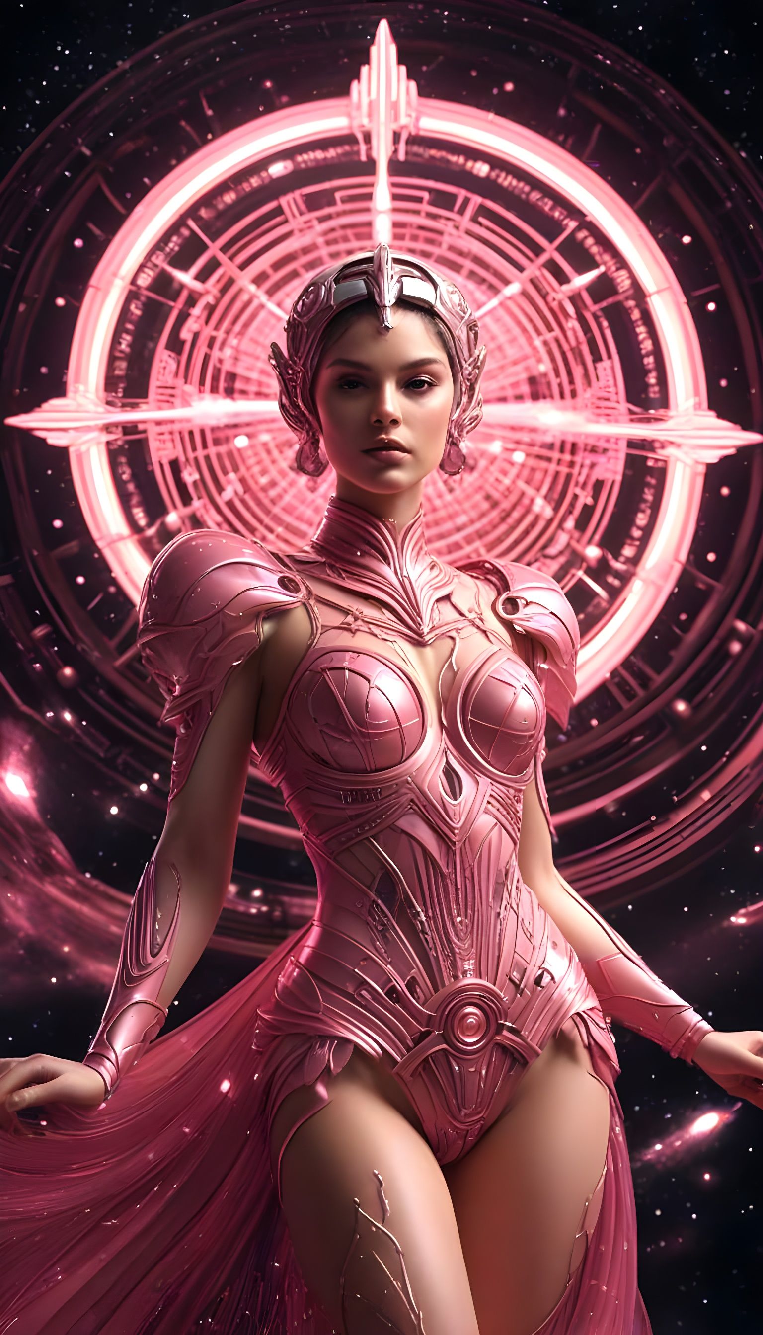 Ethereal Ballet Dancer in Cosmic Art Deco Dreamscape