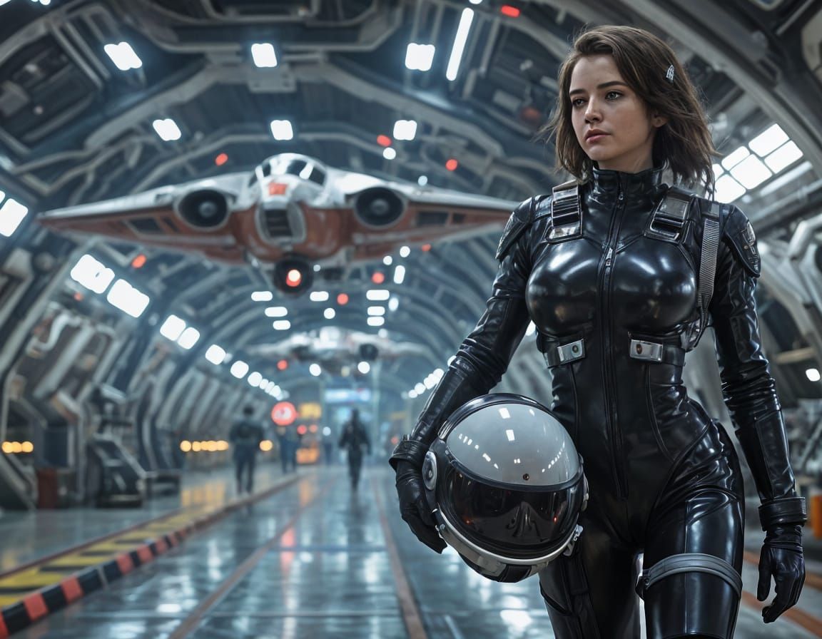 Female Space Pilot Prepares for Launch