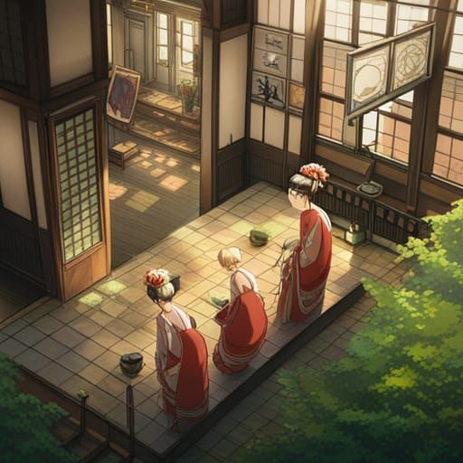 Oiran in Studio Ghibli Anime Style