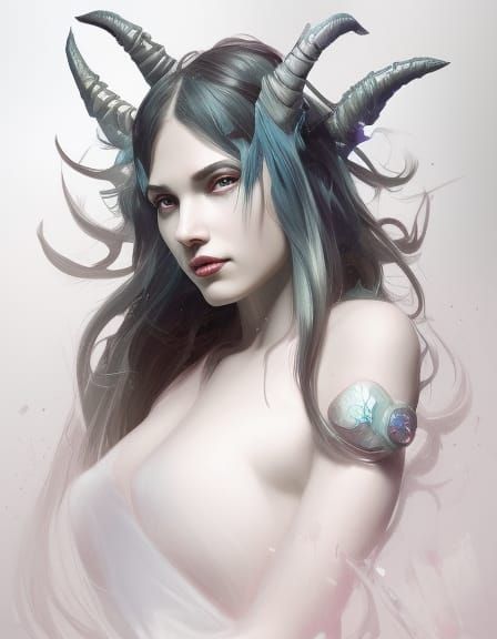 Detailed Portrait of a Beautiful Demon Girl