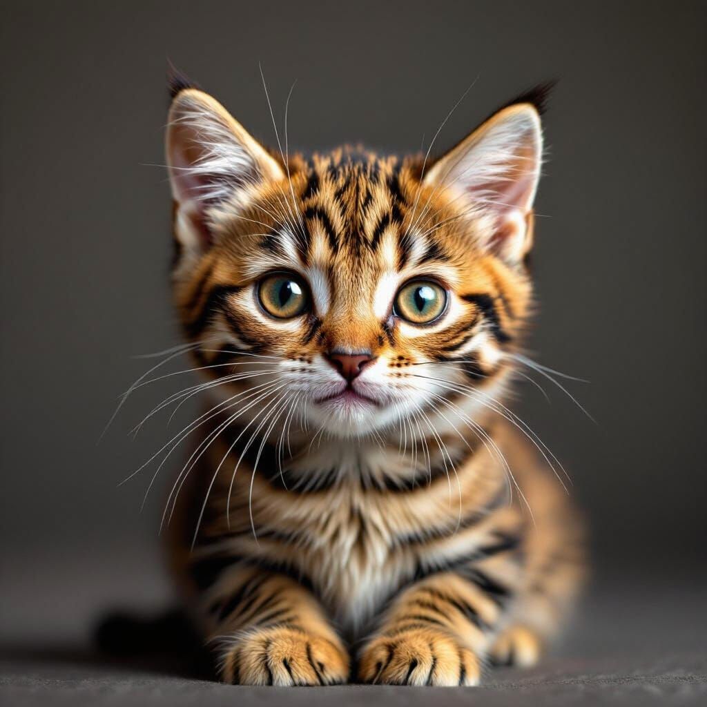 Tiny Tiger Cat Studio Portrait