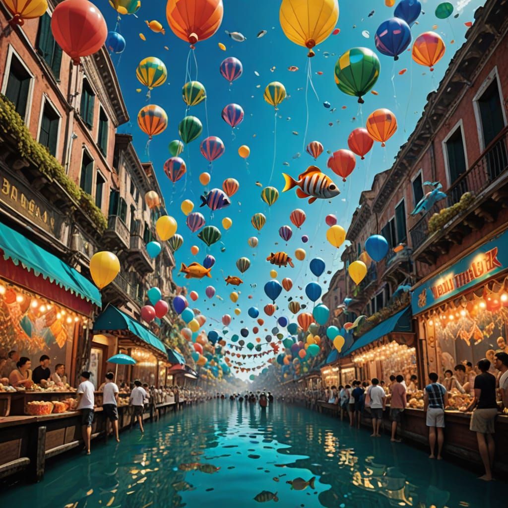 Underwater City Carnival in Vibrant Colors