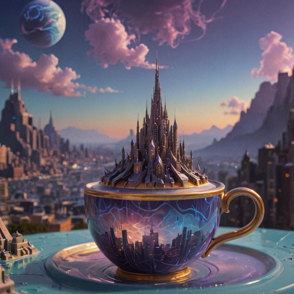 Detailed Futuristic Cityscape in Digital Art Style