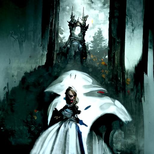 Sinister White Queen in Wonderland, Dark Fantasy