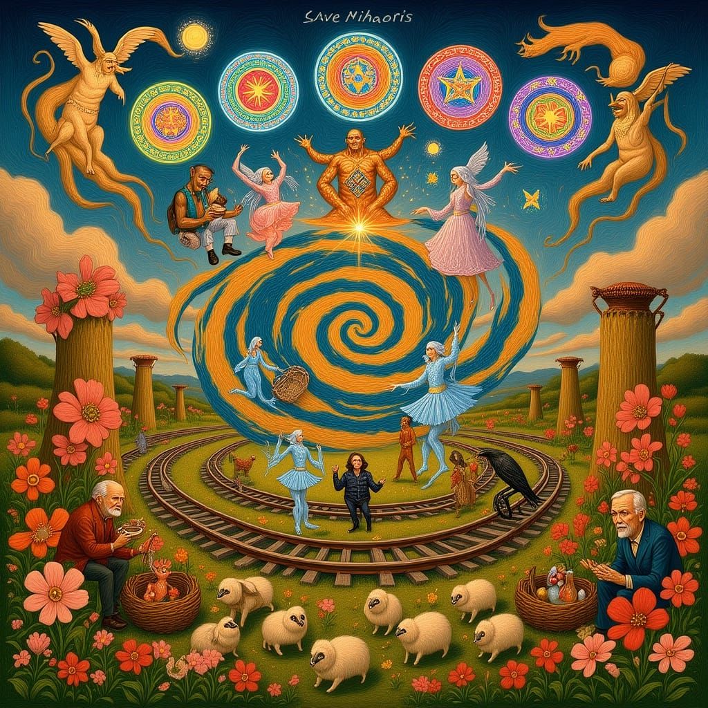 Surreal Tea Party on Floating Island, Ethereal Art