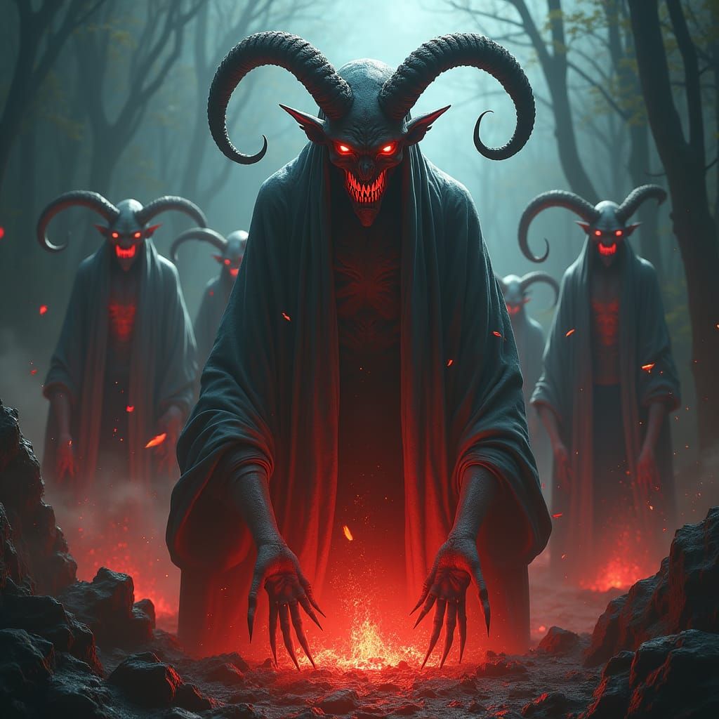Demonic Sacrifices in a Hellish Fantasy Painting