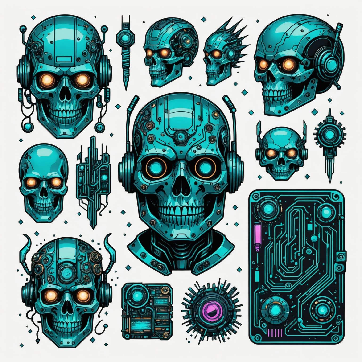 Cyberpunk Tattoo Sheet in Digital Art Style