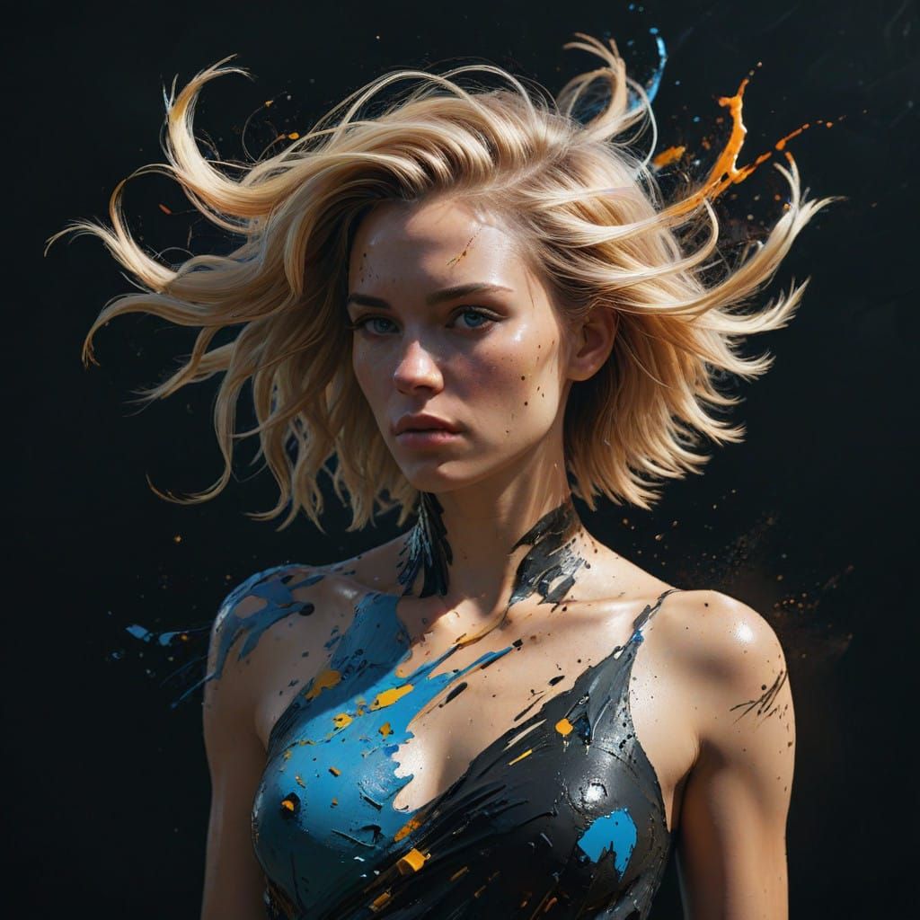 Abstract Oil Paint Portrait in Cubist Style with Impasto Tex...