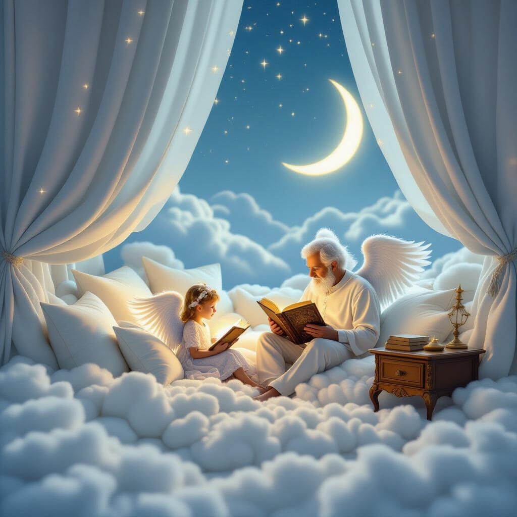Ethereal Reading Corner in the Clouds