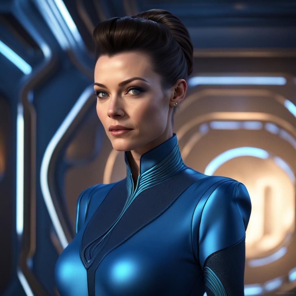 Jadzia Dax in Hyperrealistic Futuristic Formal Attire