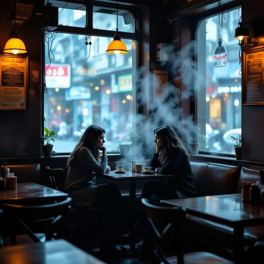 Mumbai Cafe Scene in Concept Art Style